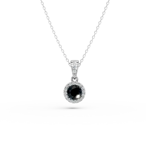 Lant cu pandantiv din aur alb cu diamate de 0.43ct