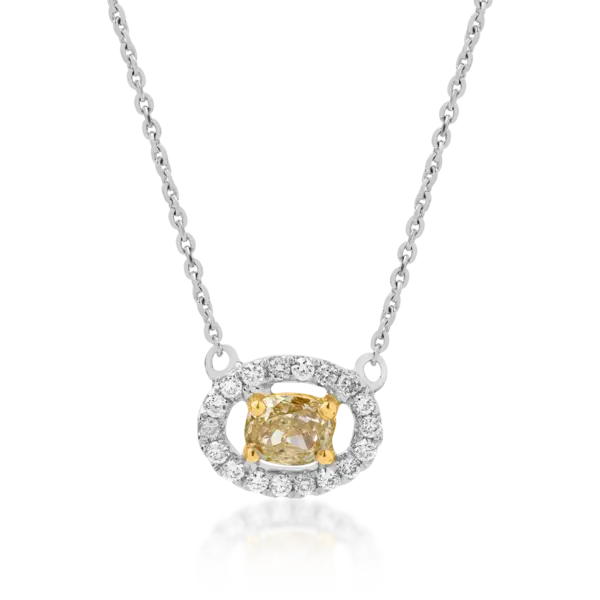 Lant cu pandantiv din aur alb cu fancy diamond de 0.3 si diamante transparente de 0.094ct