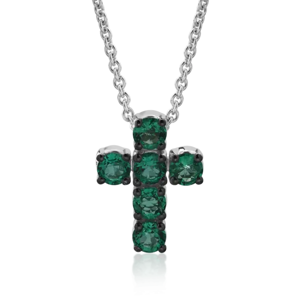 Lant cu pandantiv din aur alb cu smaralde de 0.52ct