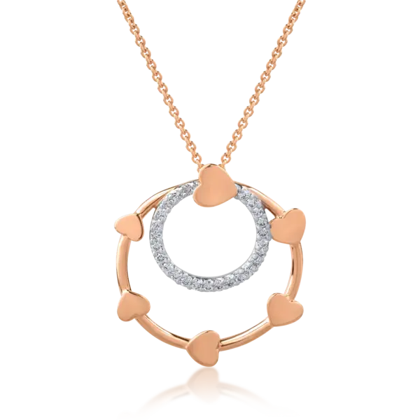 Lant cu pandantiv din aur alb-roz cu diamante de 0.2ct
