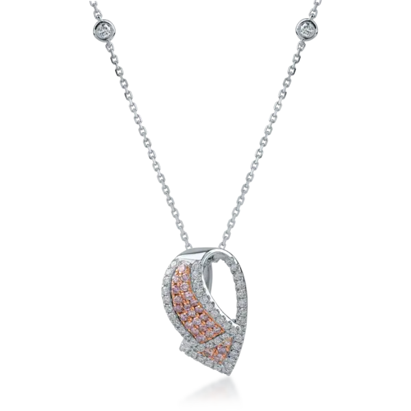 Lant cu pandantiv din aur alb-roz cu diamante de 0.78ct