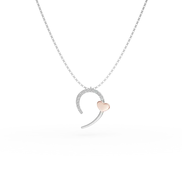 Lant cu pandantiv din aur alb-roz