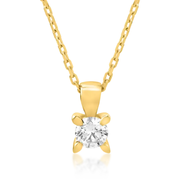 Lant cu pandantiv din aur galben cu diamant de 0.2ct