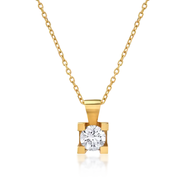 Lant cu pandantiv din aur galben cu diamant de 0.38ct