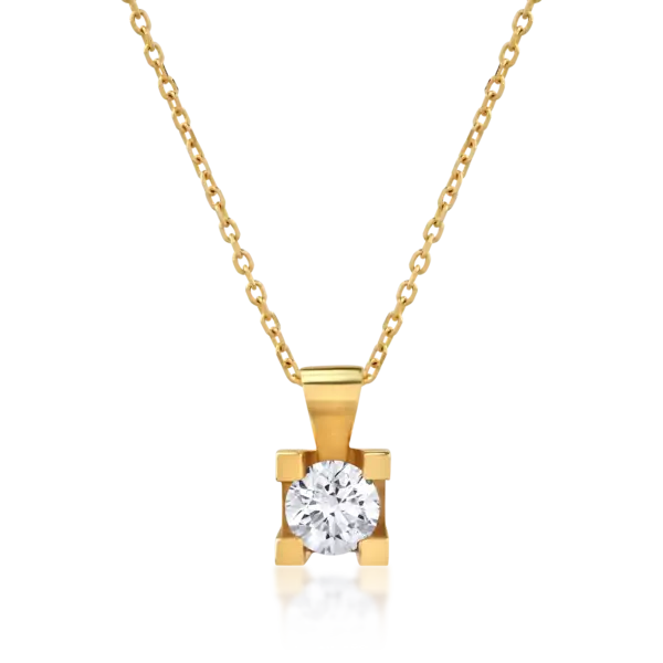 Lant cu pandantiv din aur galben cu diamant de 0.4ct