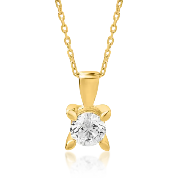 Lant cu pandantiv din aur galben cu diamant de 0.4ct