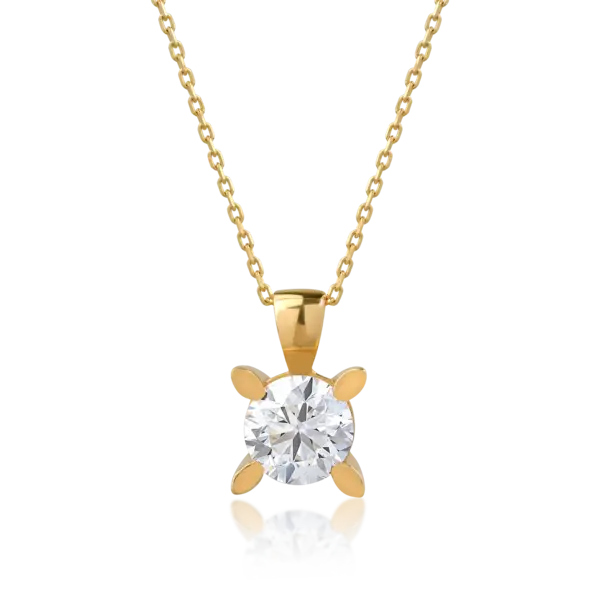 Lant cu pandantiv din aur galben cu diamant de 1ct