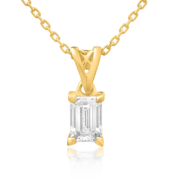 Lant cu pandantiv din aur galben cu diamant emerald de 0.3ct