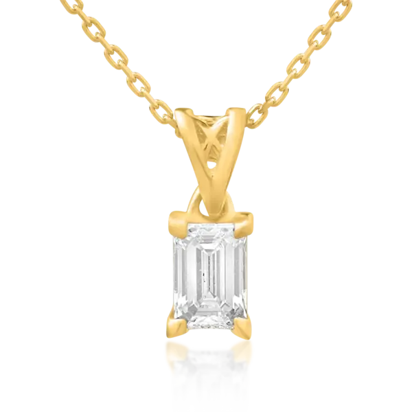 Lant cu pandantiv din aur galben cu diamant emerald de 0.4ct