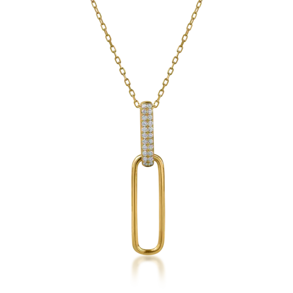 Lant cu pandantiv din aur galben cu diamante de 0.17ct