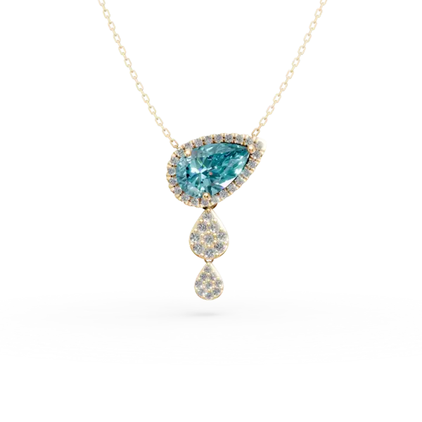Lant cu pandantiv din aur galben cu topaz albastru de 1.5ct si diamante de 0.3ct