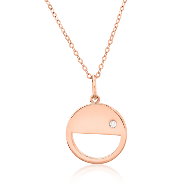Lant cu pandantiv din aur roz cu diamant de 0.011ct