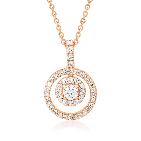 Lant cu pandantiv din aur roz cu diamant de 0.25ct si diamante de 0.45ct