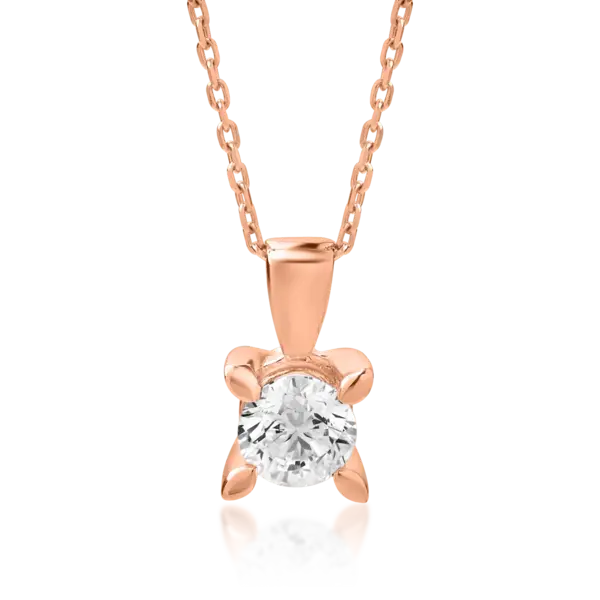 Lant cu pandantiv din aur roz cu diamant de 0.5ct
