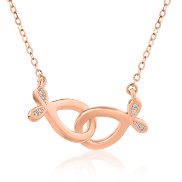 Lant cu pandantiv din aur roz cu diamante de 0.016ct