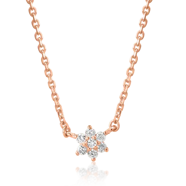 Lant cu pandantiv din aur roz cu diamante de 0.08ct