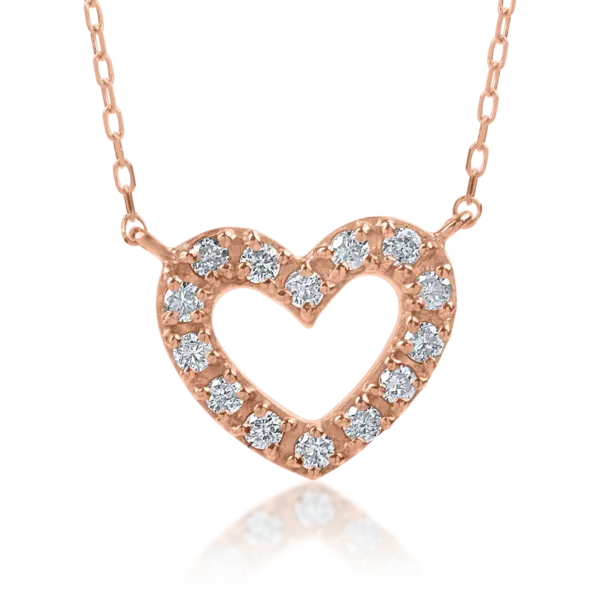 Lant cu pandantiv din aur roz cu diamante de 0.1ct