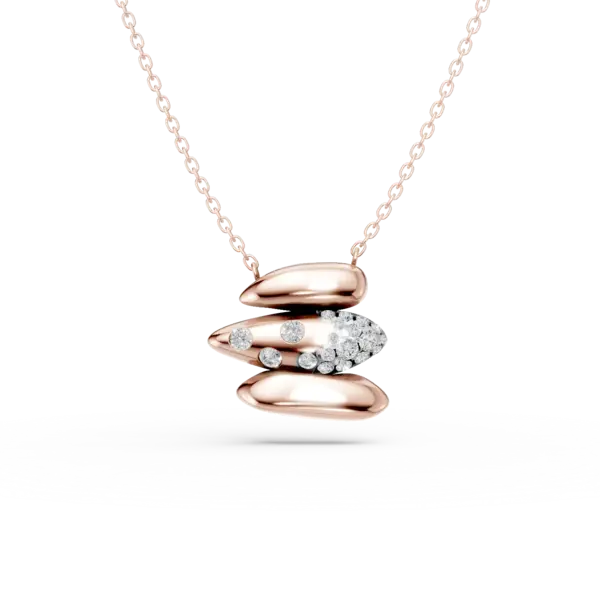 Lant cu pandantiv din aur roz cu diamante de 0.2ct