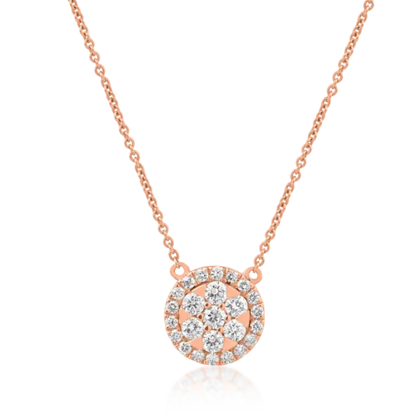 Lant cu pandantiv din aur roz cu diamante de 0.41ct
