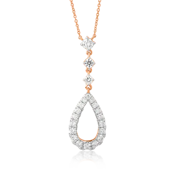 Lant cu pandantiv din aur roz cu diamante de 0.463ct
