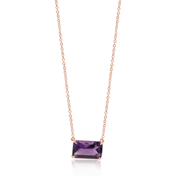 Lant cu pandantiv din aur roz cu un ametist octogonal de 1.9ct