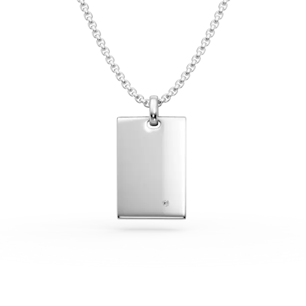 Lant cu pandantiv din otel cu diamant de 0.0025ct pentru barbati