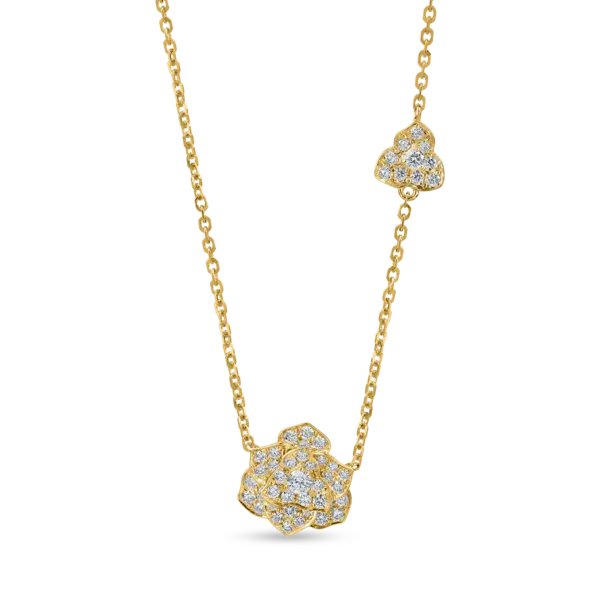 Lant cu pandantiv floare din aur galben cu diamante de 0.5ct
