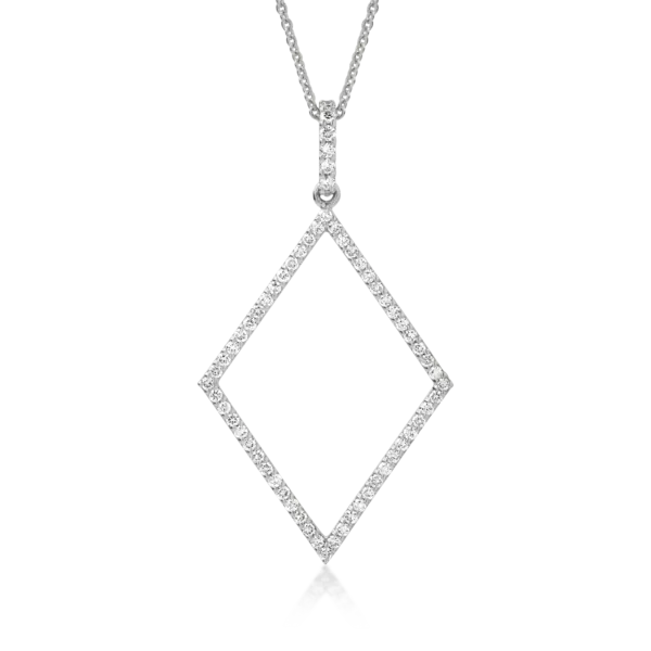 Lant cu pandantiv forma geometrica din aur alb cu diamante de 0.54ct