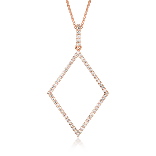 Lant cu pandantiv forma geometrica din aur roz cu diamante de 0.54ct