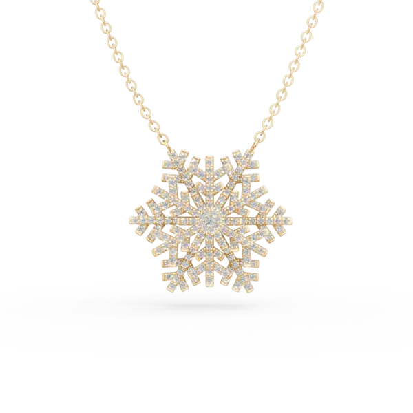 Lant cu pandantiv fulg de nea din aur galben cu diamante de 0.5ct
