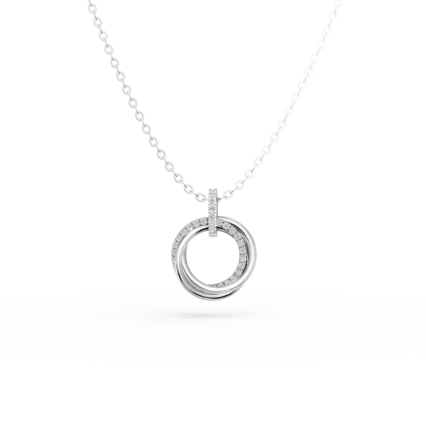 Lant cu pandantiv geometric din aur alb cu diamante de 0.141ct