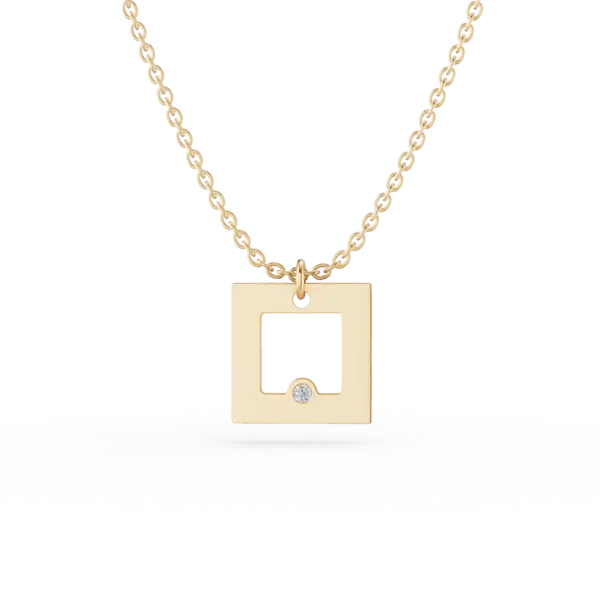 Lant cu pandantiv geometric din aur galben cu diamant de 0.005ct