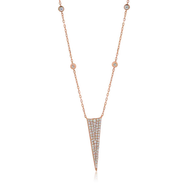 Lant cu pandantiv geometric din aur roz cu diamante de 0.54ct
