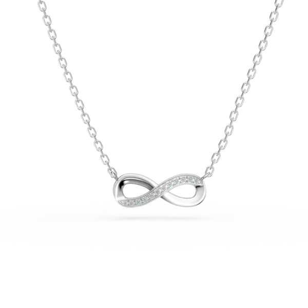 Lant cu pandantiv infinit din aur alb cu diamante de 0.04ct