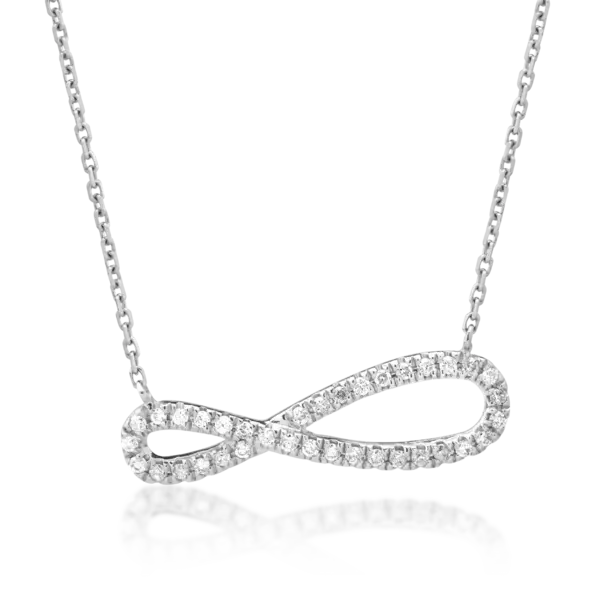 Lant cu pandantiv infinit din aur alb cu diamante de 0.11ct