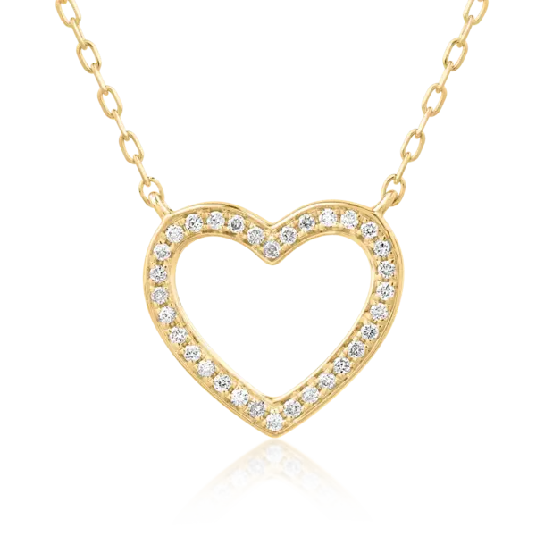 Lant cu pandantiv inima din aur galben cu diamante de 0.08ct