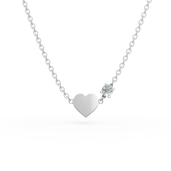 Lant cu pandantiv inimioara din aur alb cu diamante de 0.02ct