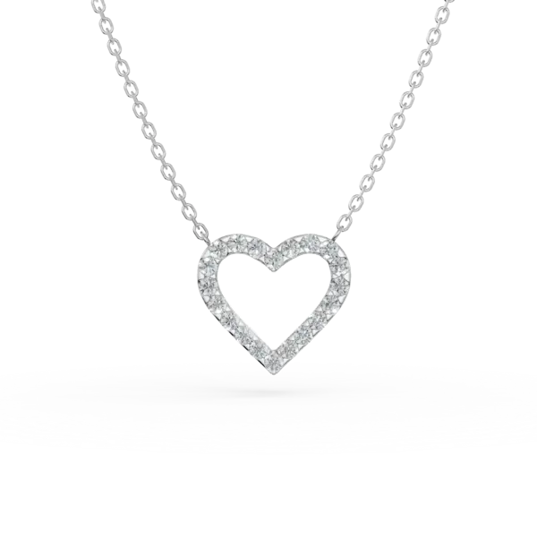 Lant cu pandantiv inimioara din aur alb cu diamante de 0.2ct