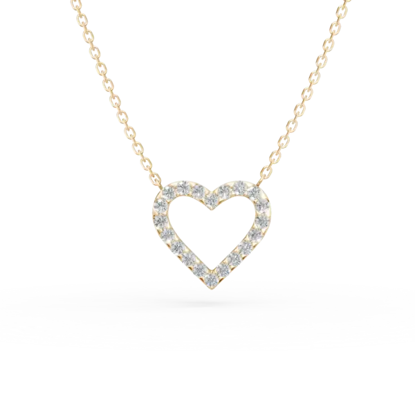 Lant cu pandantiv inimioara din aur galben cu diamante de 0.2ct
