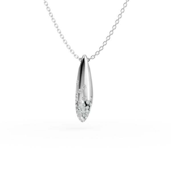 Lant cu pandantiv minimalist din aur alb cu diamante de 0.1ct