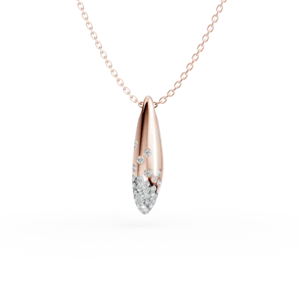 Lant cu pandantiv minimalist din aur roz cu diamante de 0.1ct