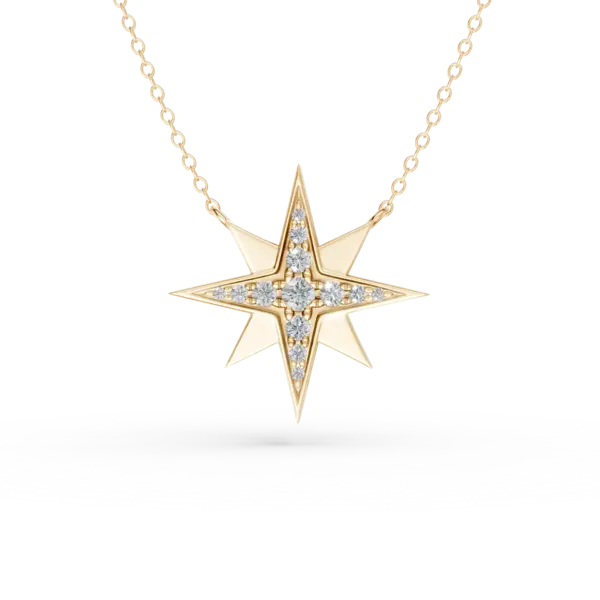 Lant cu pandantiv stea din aur galben cu diamante de 0.22ct