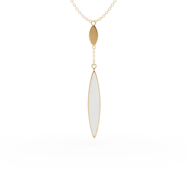 Lant din aur galben cu pandantiv minimalist cu sidef de 0.2ct