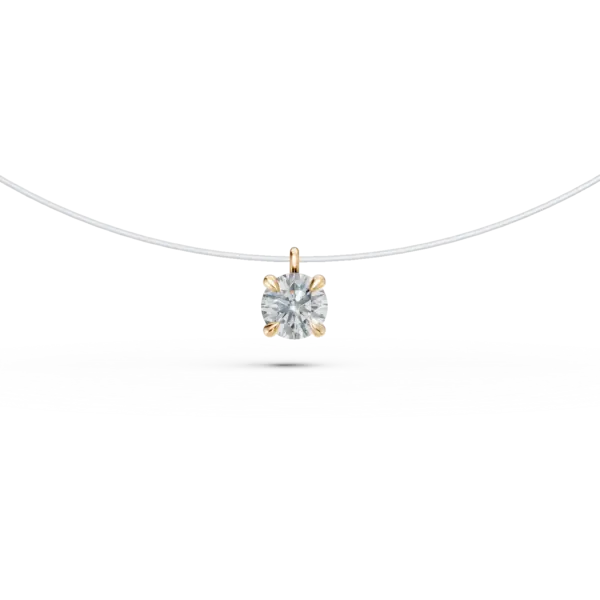 Lant fir transparent cu pandantiv din aur galben si diamant solitaire de 0.2ct
