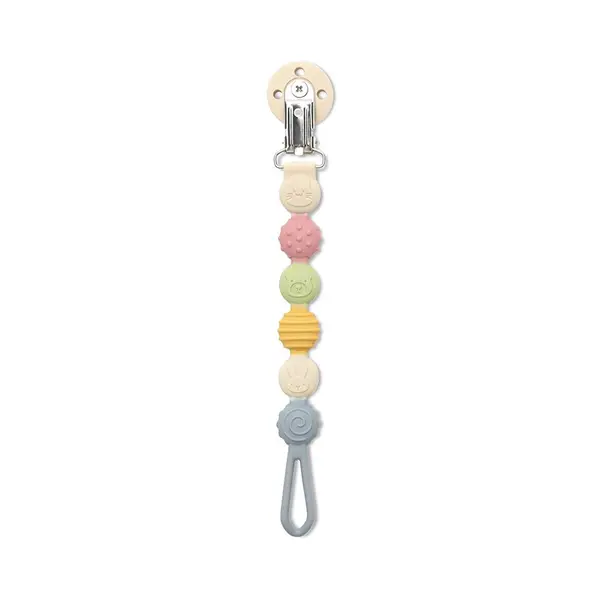 Lant pentru suzeta din silicon, clips de prindere, BPA free, Blue Mix