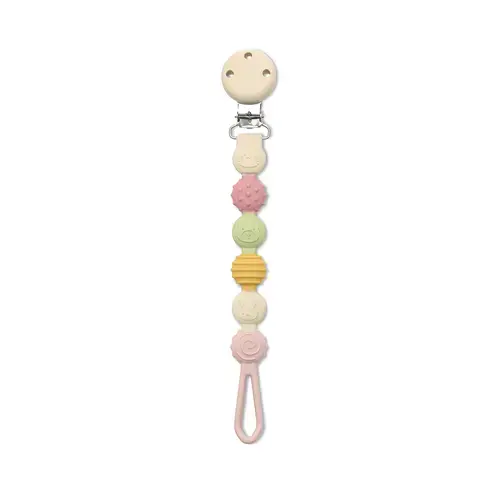 Lant pentru suzeta din silicon, clips de prindere, BPA Free, Lorelli Pink Mix