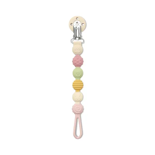 Lant pentru suzeta din silicon, clips de prindere, BPA free, Pink Mix