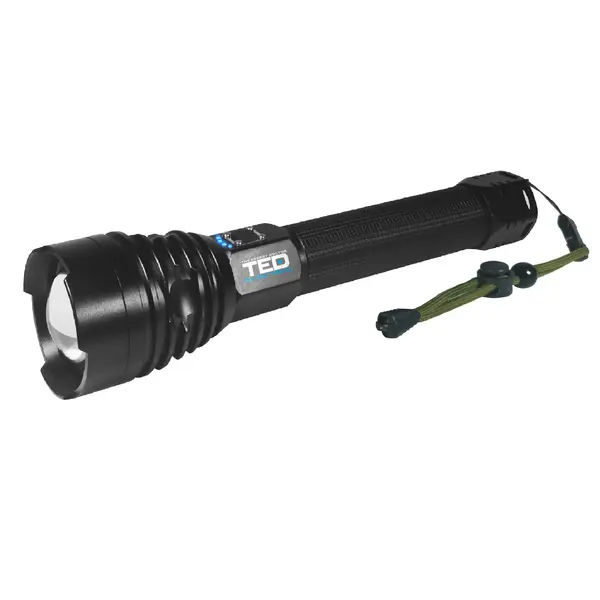Lanternă cu zoom și acumulator 1800 lm, 15W, IP65, include 2x 18650, TED TL-8196