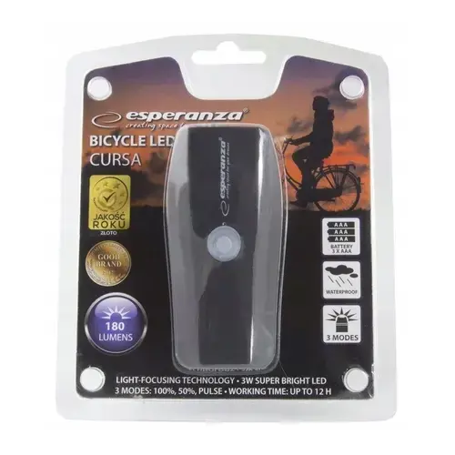 Lanterna LED bicicleta, Esperanza, 180 lm, curea, impermeabila, 3 moduri iluminare