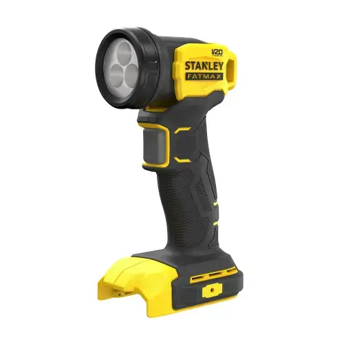 Lanterna LED pe acumulator Stanley FatMax SFMCL020B, 18V V20, 140 lumeni, 3 leduri, cap pivotabil, ultra usoara, autonomie mare, maner cauciucat confortabil, nu include incarcator/acumulator